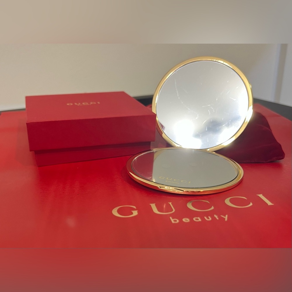 Gucci Monogram Double Sided Compact Mirror In Gol… - image 4